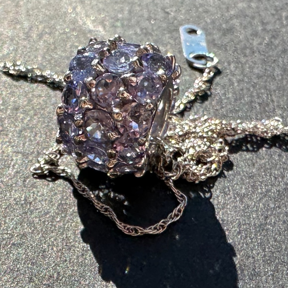 14k White Gold Tanzanite Pendant Bead & “18.25 Inch Chain - Picture 16 of 16